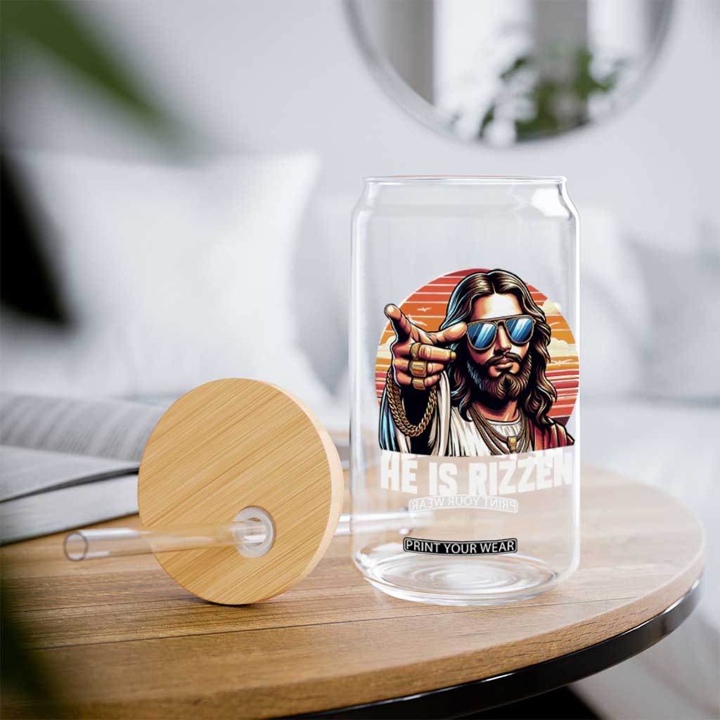 He is Rizzin Glass Can Funny Jesus Vintage Faith TS10 Print Your Wear