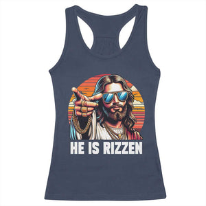 He is Rizzin Racerback Tank Top Funny Jesus Vintage Faith TS10 Navy Print Your Wear
