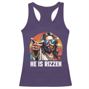 He is Rizzin Racerback Tank Top Funny Jesus Vintage Faith TS10 Purple Print Your Wear