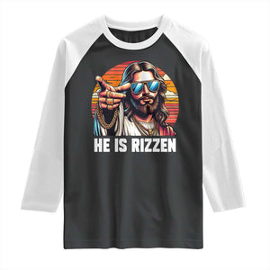 He is Rizzin Raglan Shirt Funny Jesus Vintage Faith TS10 Black White Print Your Wear