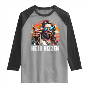 He is Rizzin Raglan Shirt Funny Jesus Vintage Faith TS10 Sport Gray Black Print Your Wear