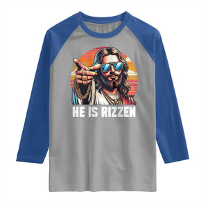 He is Rizzin Raglan Shirt Funny Jesus Vintage Faith TS10 Sport Gray Royal Print Your Wear