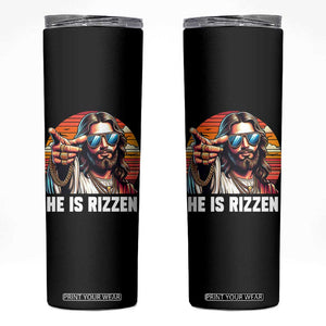 He is Rizzin Skinny Tumbler Funny Jesus Vintage Faith TS10 Black Print Your Wear
