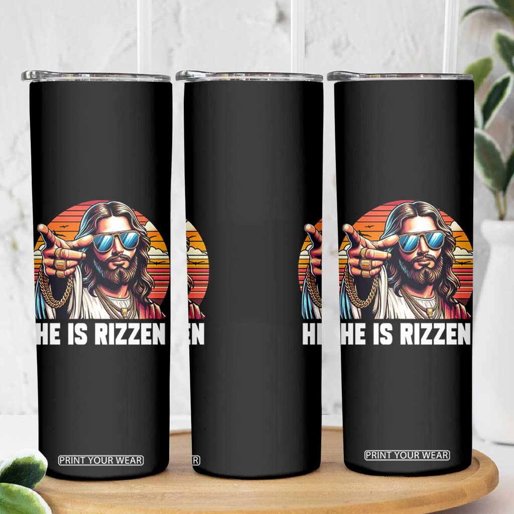 He is Rizzin Skinny Tumbler Funny Jesus Vintage Faith TS10 Print Your Wear