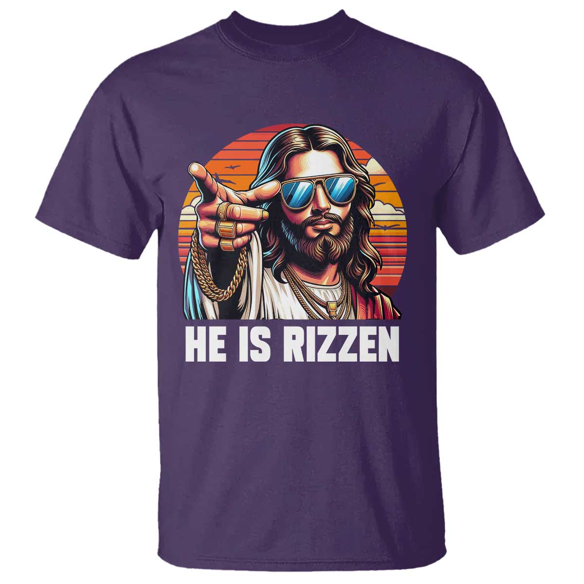 He is Rizzin T Shirt Funny Jesus Vintage Faith TS10 Purple Print Your Wear