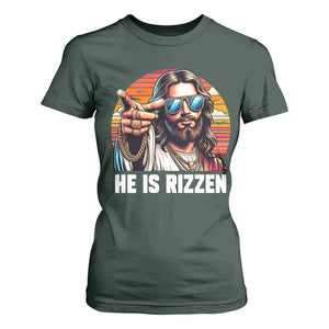He is Rizzin T Shirt For Women Funny Jesus Vintage Faith TS10 Dark Forest Green Print Your Wear