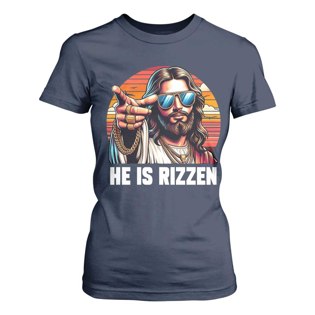 He is Rizzin T Shirt For Women Funny Jesus Vintage Faith TS10 Navy Print Your Wear