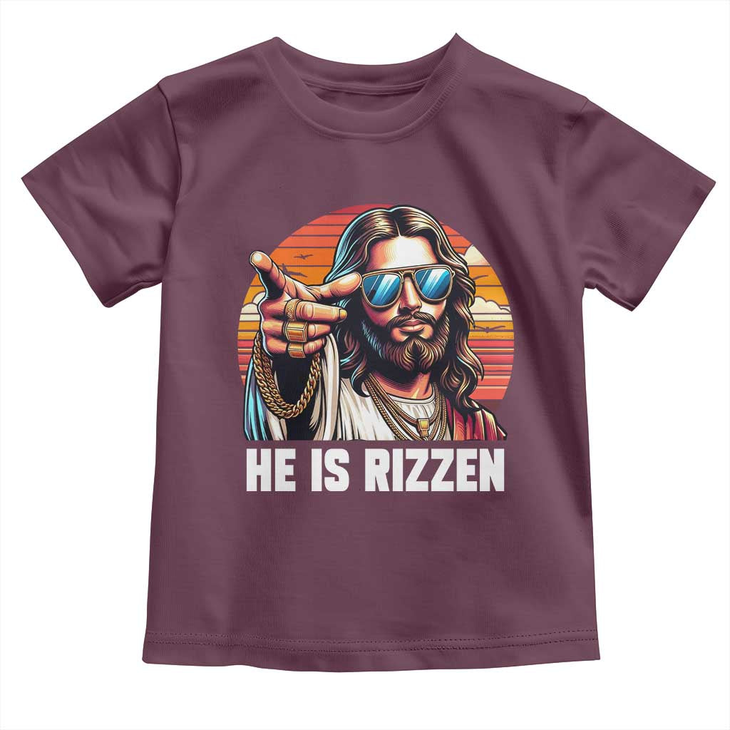 He is Rizzin Toddler T Shirt Funny Jesus Vintage Faith TS10 Maroon Print Your Wear