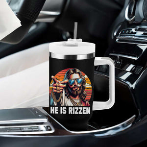 He is Rizzin Tumbler With Handle Funny Jesus Vintage Faith TS10 Print Your Wear