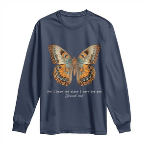 Christian Jeremiah 29:11 Long Sleeve Shirt Bible Scripture For I Know The Plans I Have For You TS10 Navy Print Your Wear