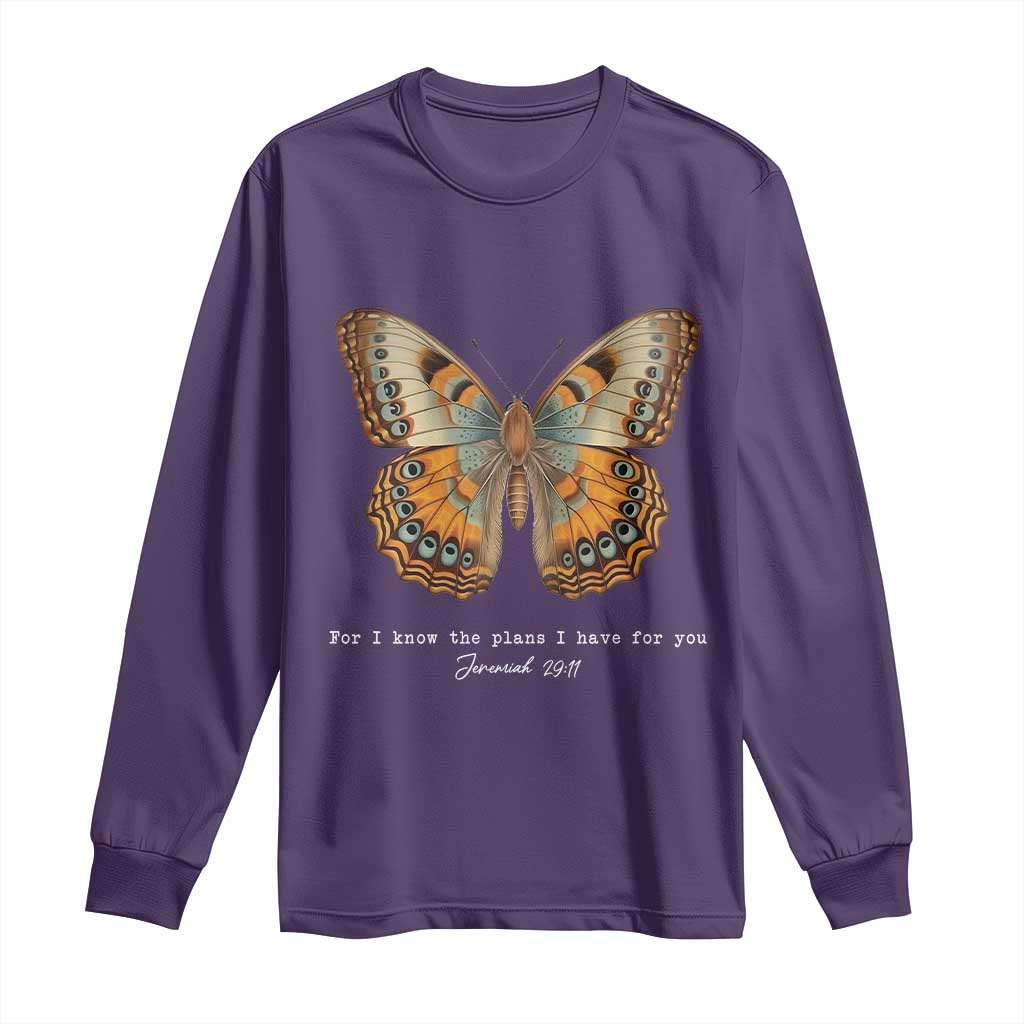 Christian Jeremiah 29:11 Long Sleeve Shirt Bible Scripture For I Know The Plans I Have For You TS10 Purple Print Your Wear