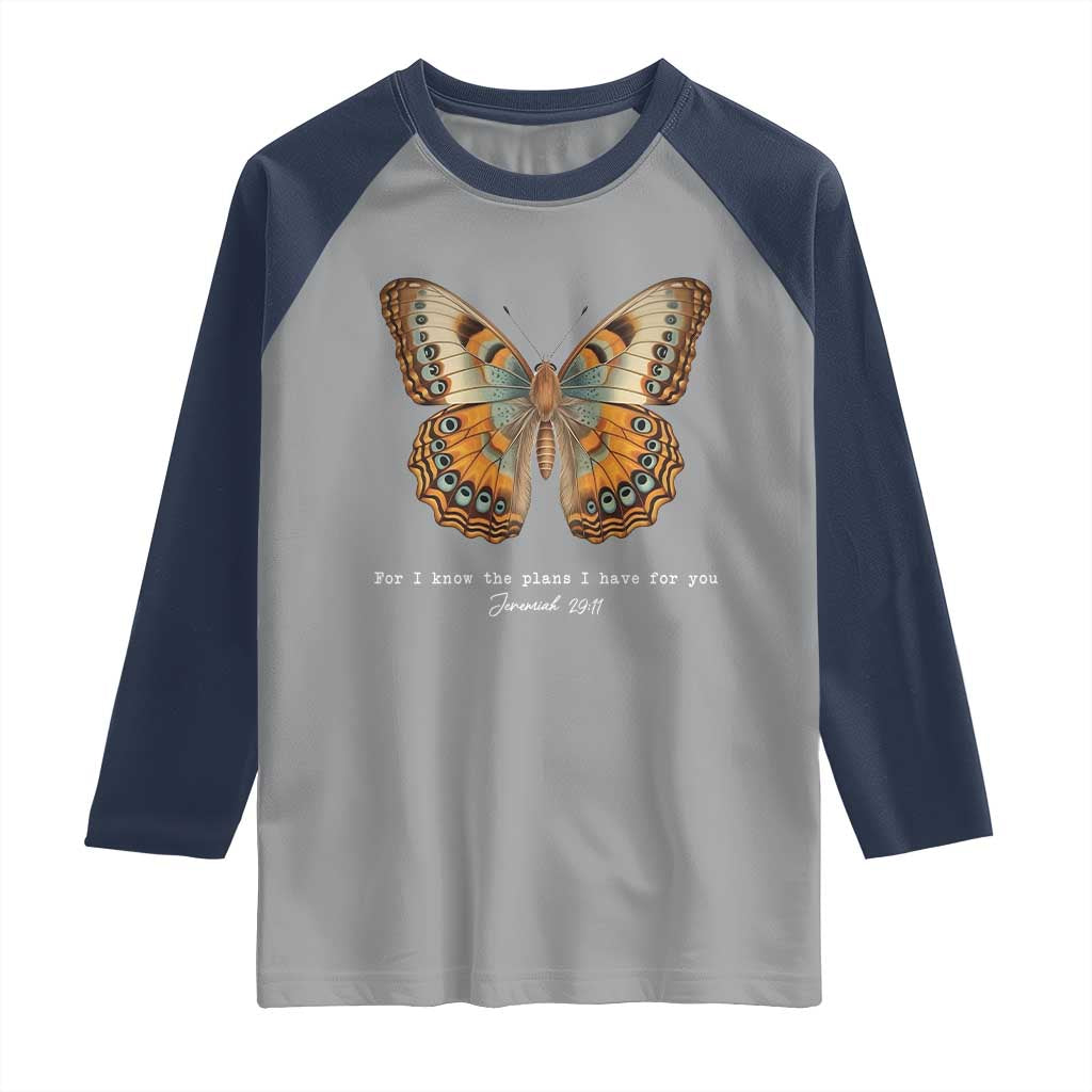 Christian Jeremiah 29:11 Raglan Shirt Bible Scripture For I Know The Plans I Have For You TS10 Sport Gray Navy Print Your Wear