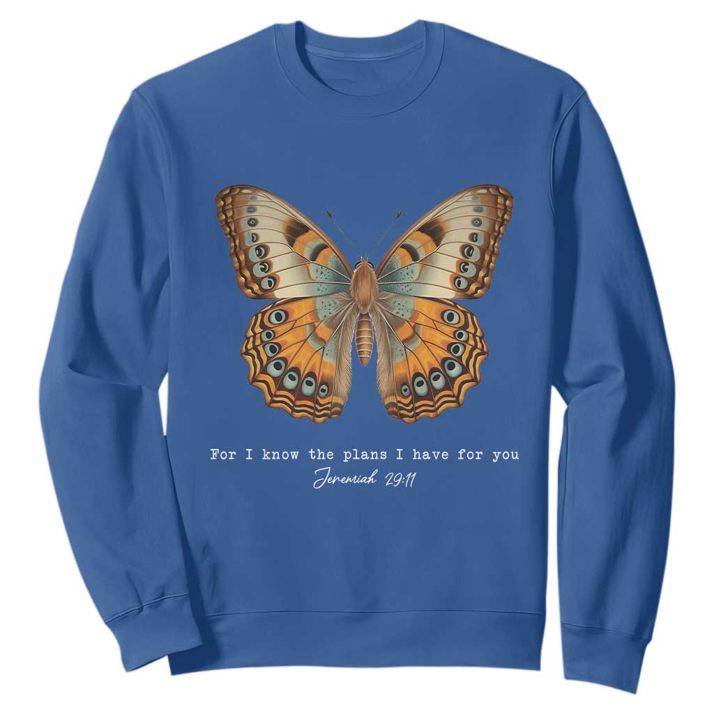 Christian Jeremiah 29:11 Sweatshirt Bible Scripture For I Know The Plans I Have For You TS10 Royal Blue Print Your Wear
