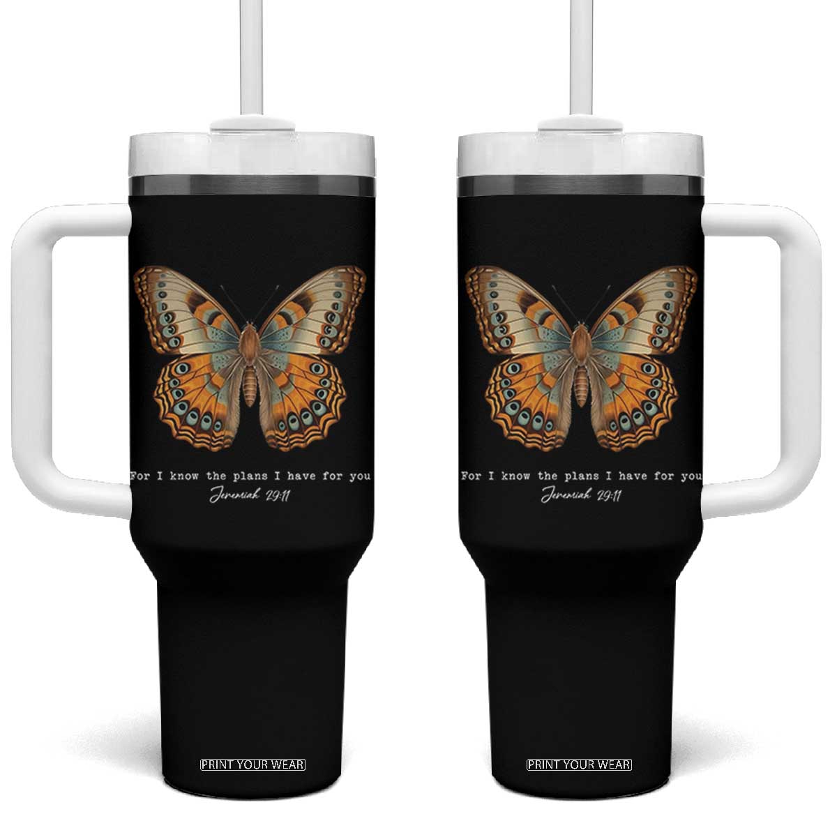 Christian Jeremiah 29:11 Tumbler With Handle Bible Scripture For I Know The Plans I Have For You TS10 One Size: 40 oz Black Print Your Wear
