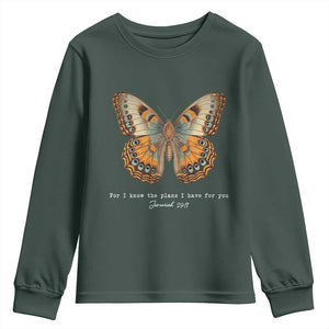 Christian Jeremiah 29:11 Youth Sweatshirt Bible Scripture For I Know The Plans I Have For You TS10 Dark Forest Green Print Your Wear