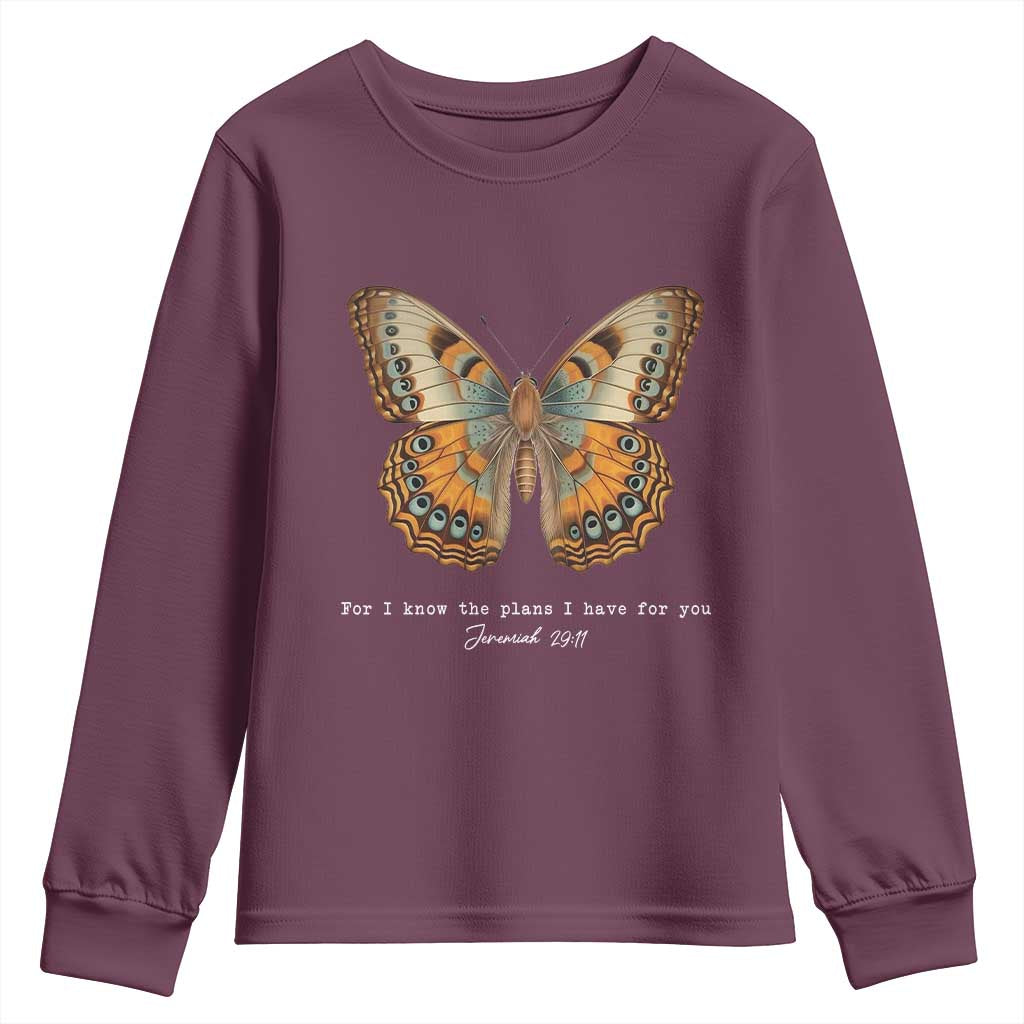 Christian Jeremiah 29:11 Youth Sweatshirt Bible Scripture For I Know The Plans I Have For You TS10 Maroon Print Your Wear