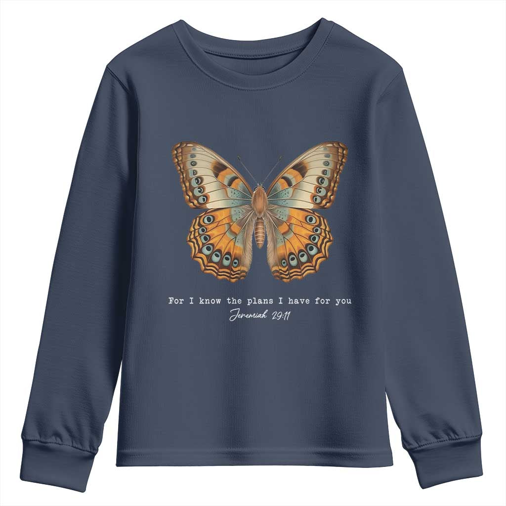 Christian Jeremiah 29:11 Youth Sweatshirt Bible Scripture For I Know The Plans I Have For You TS10 Navy Print Your Wear