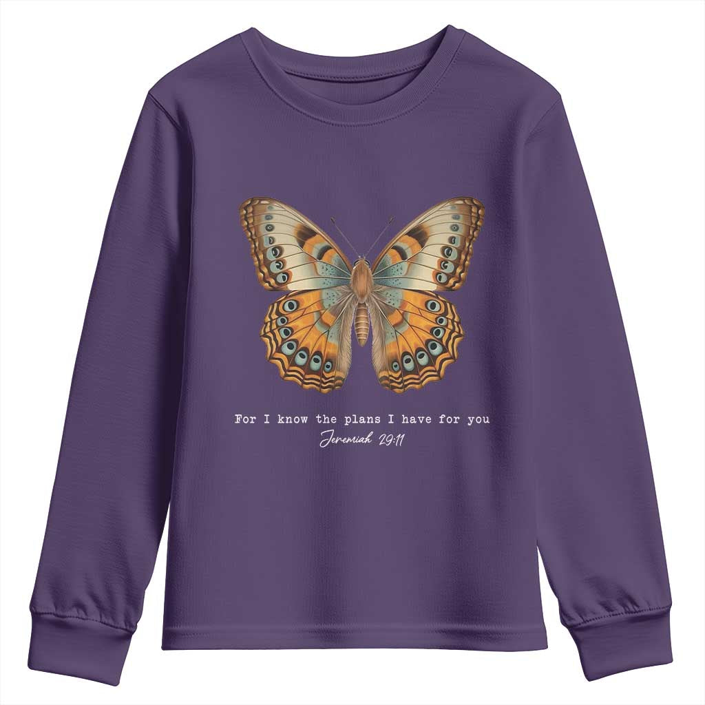 Christian Jeremiah 29:11 Youth Sweatshirt Bible Scripture For I Know The Plans I Have For You TS10 Purple Print Your Wear