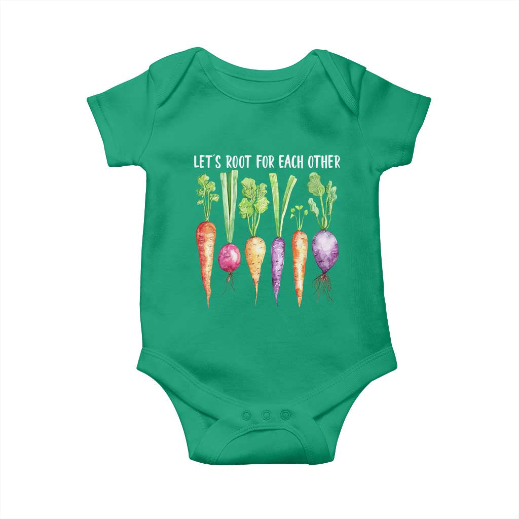 Let's Roots For Each Other Vegetable Baby Onesie Motivational TS10 Irish Green Print Your Wear