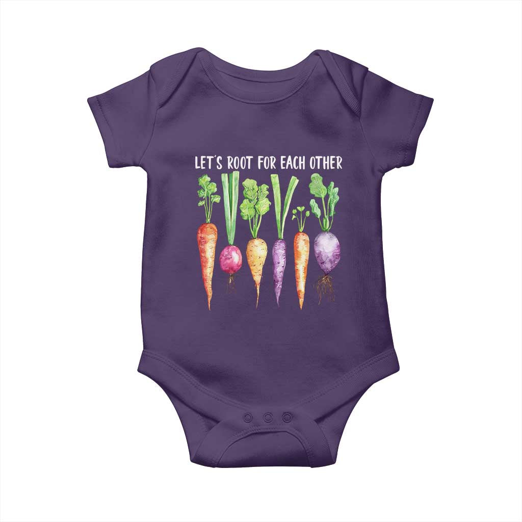Let's Roots For Each Other Vegetable Baby Onesie Motivational TS10 Purple Print Your Wear