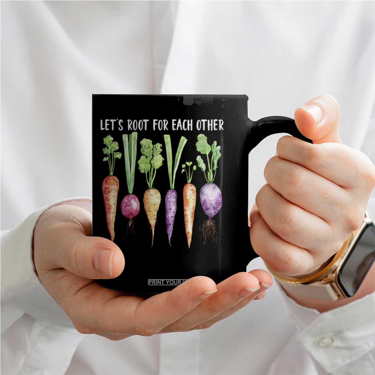 Let's Roots For Each Other Vegetable Coffee Mug Motivational TS10 Print Your Wear