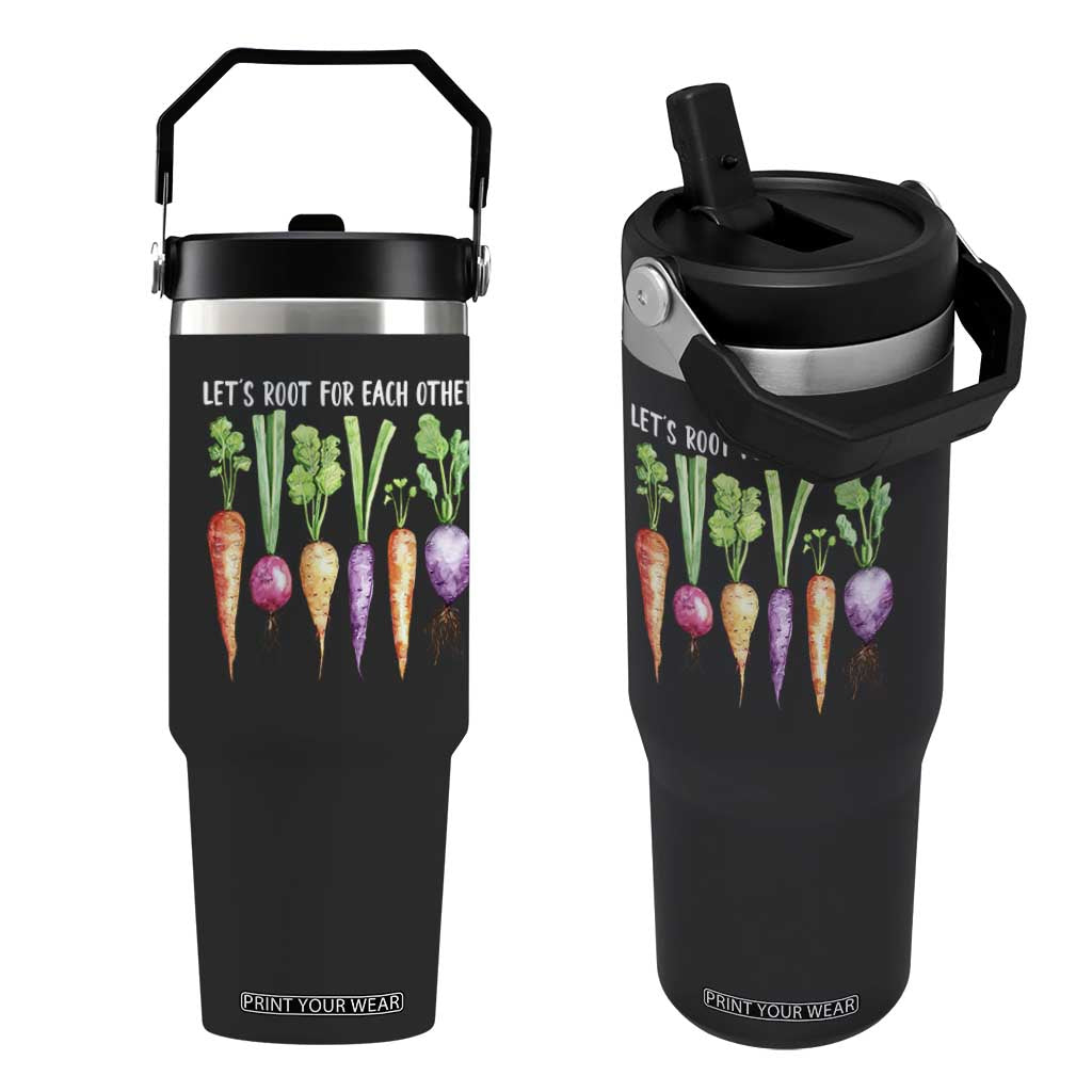 Let's Roots For Each Other Vegetable Flip Straw Tumbler Motivational TS10 One Size: 30 oz Black Print Your Wear