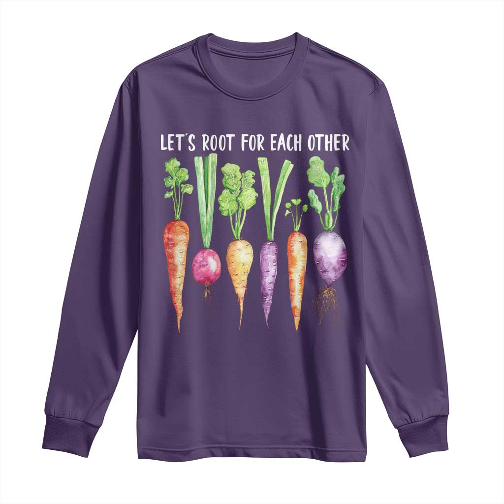 Let's Roots For Each Other Vegetable Long Sleeve Shirt Motivational TS10 Purple Print Your Wear