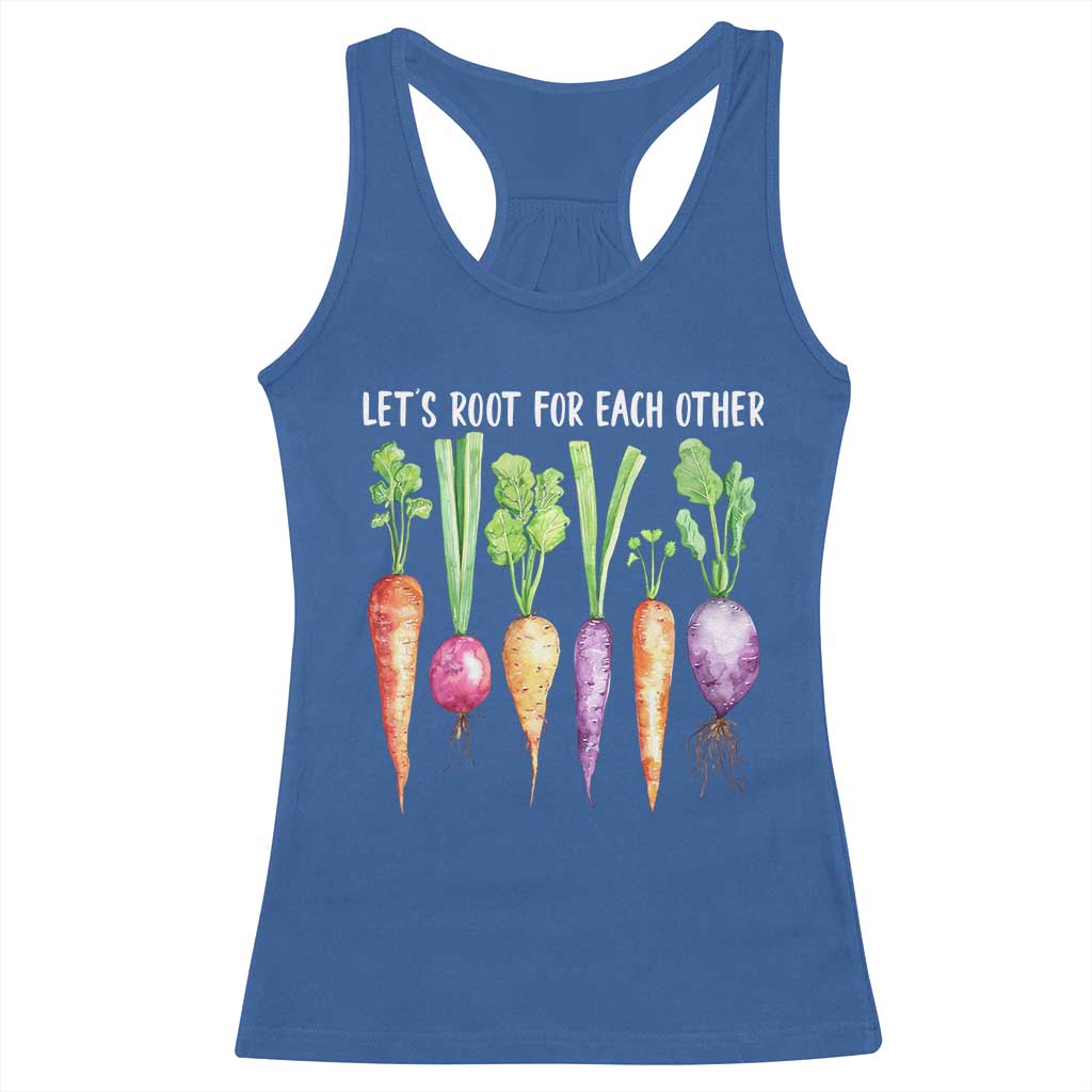 Let's Roots For Each Other Vegetable Racerback Tank Top Motivational TS10 Royal Blue Print Your Wear