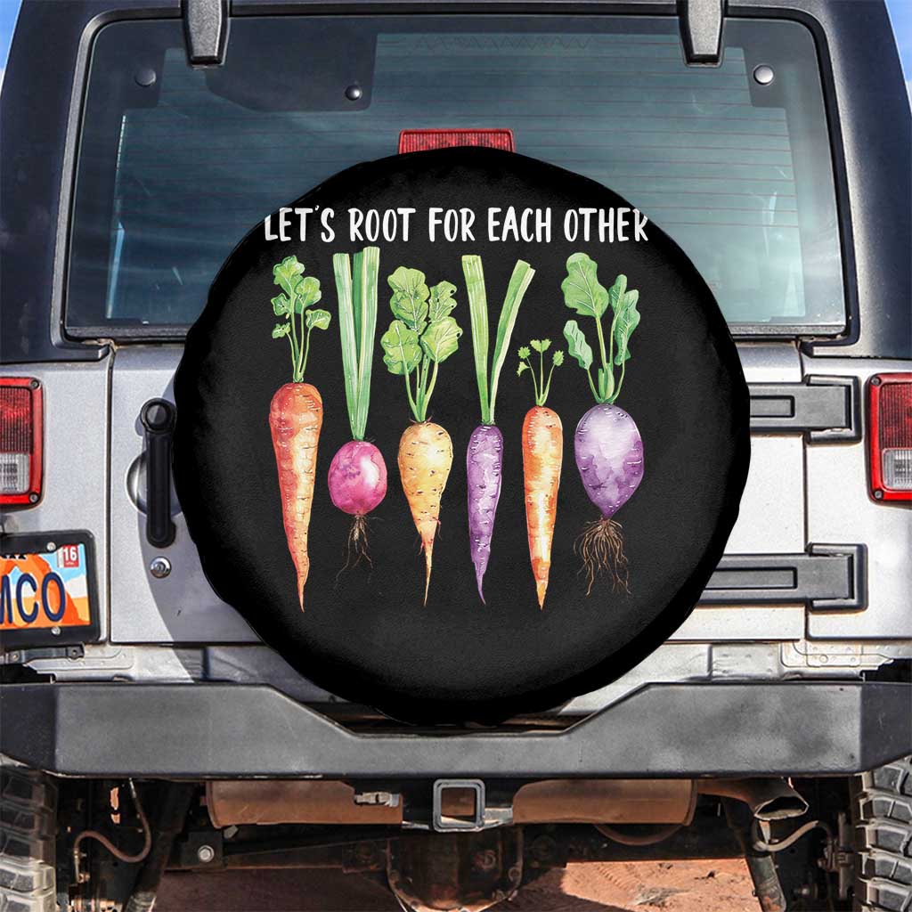 Let's Roots For Each Other Vegetable Spare Tire Cover Motivational TS10 No hole Black Print Your Wear