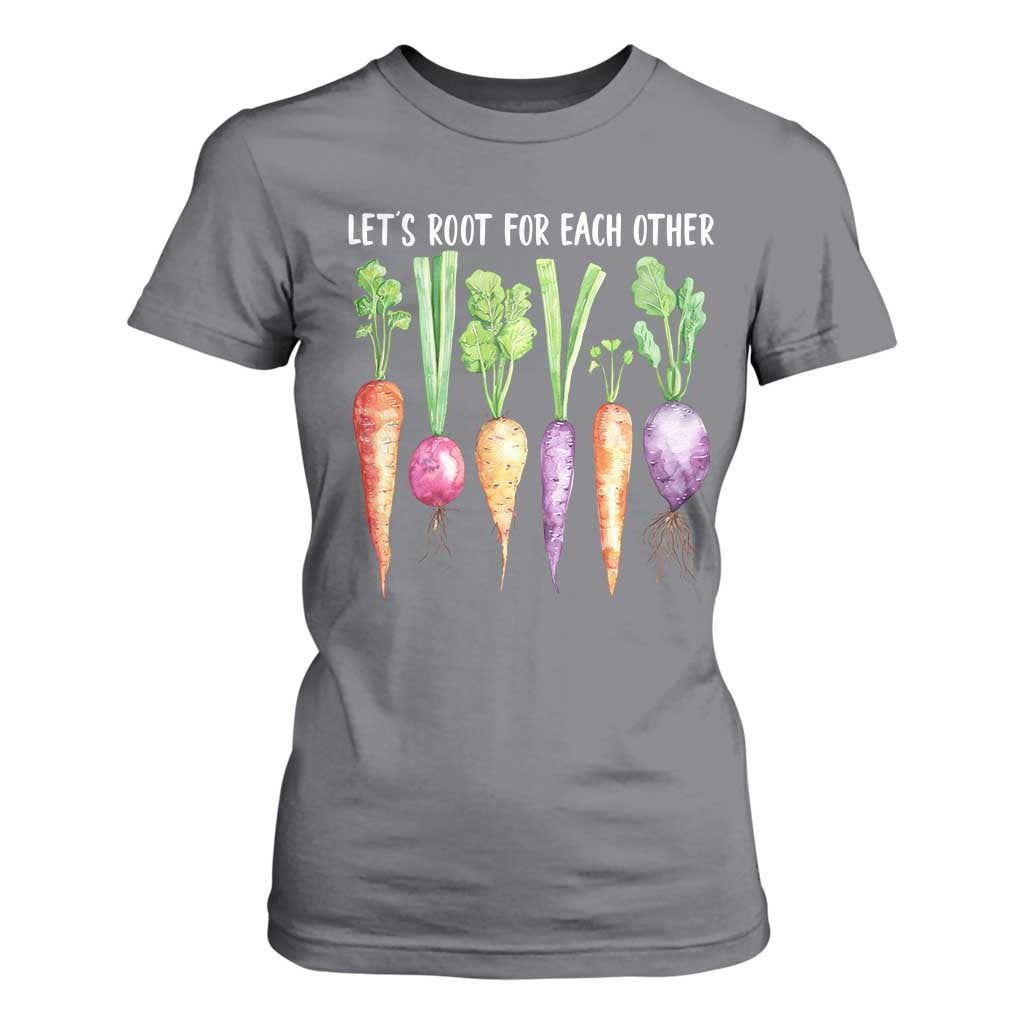 Let's Roots For Each Other Vegetable T Shirt For Women Motivational TS10 Charcoal Print Your Wear