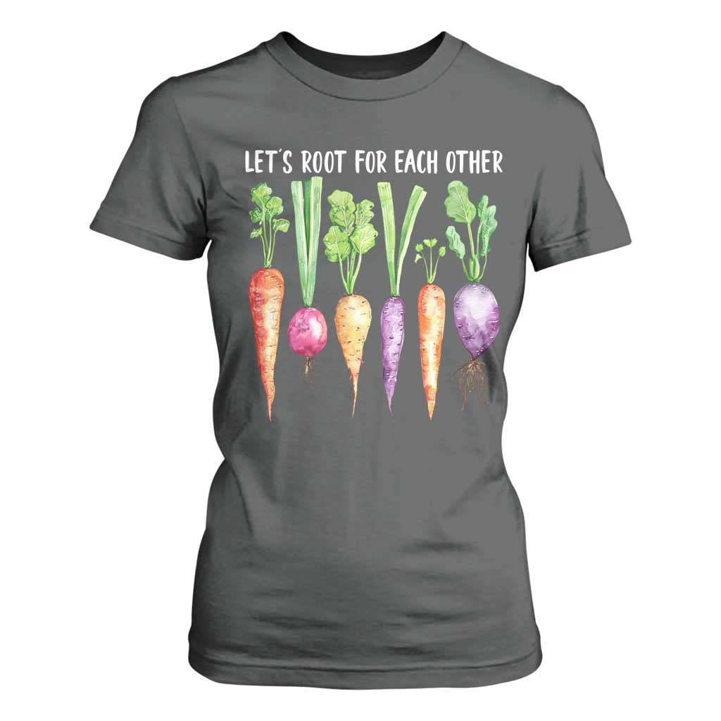 Let's Roots For Each Other Vegetable T Shirt For Women Motivational TS10 Dark Heather Print Your Wear