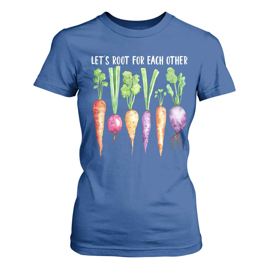 Let's Roots For Each Other Vegetable T Shirt For Women Motivational TS10 Royal Blue Print Your Wear