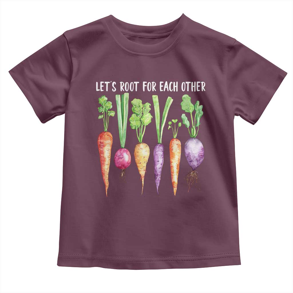 Let's Roots For Each Other Vegetable Toddler T Shirt Motivational TS10 Maroon Print Your Wear