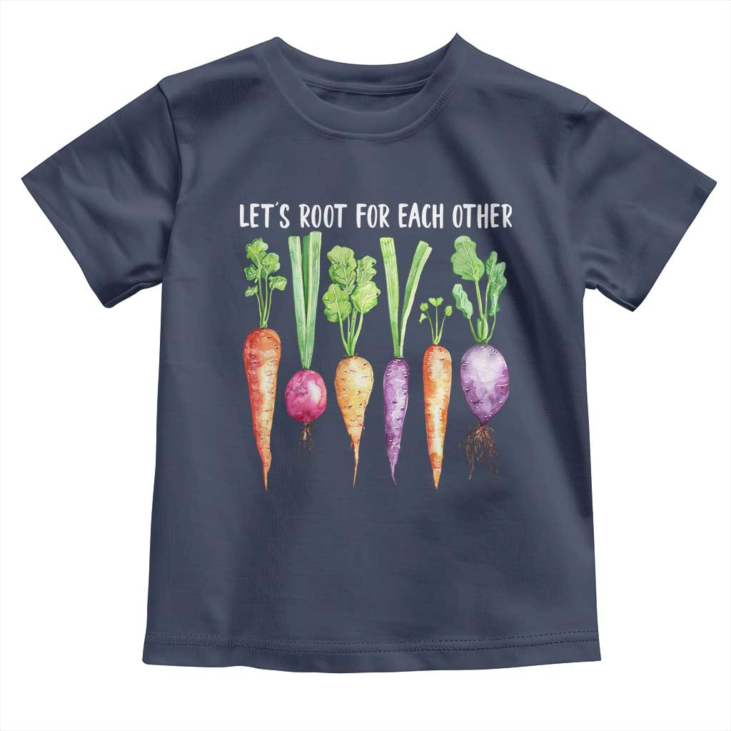 Let's Roots For Each Other Vegetable Toddler T Shirt Motivational TS10 Navy Print Your Wear