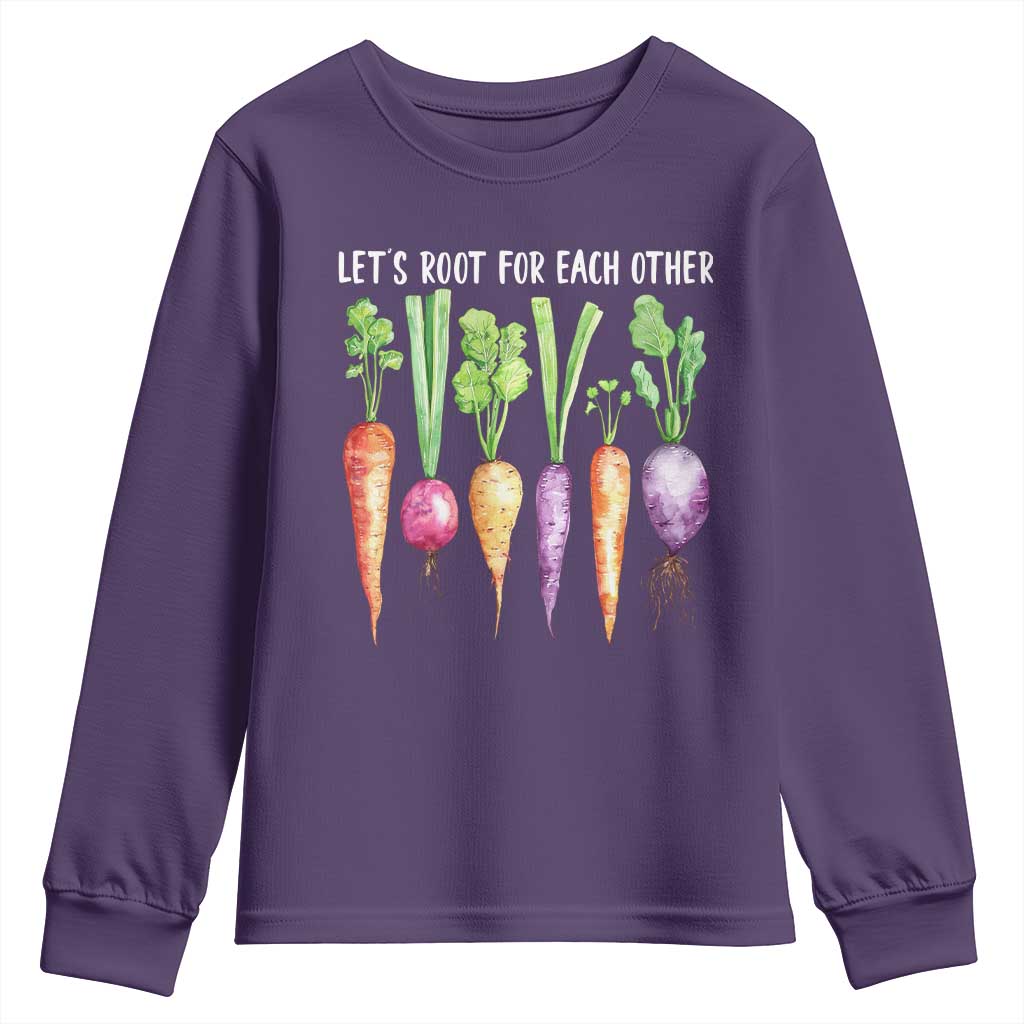 Let's Roots For Each Other Vegetable Youth Sweatshirt Motivational TS10 Purple Print Your Wear