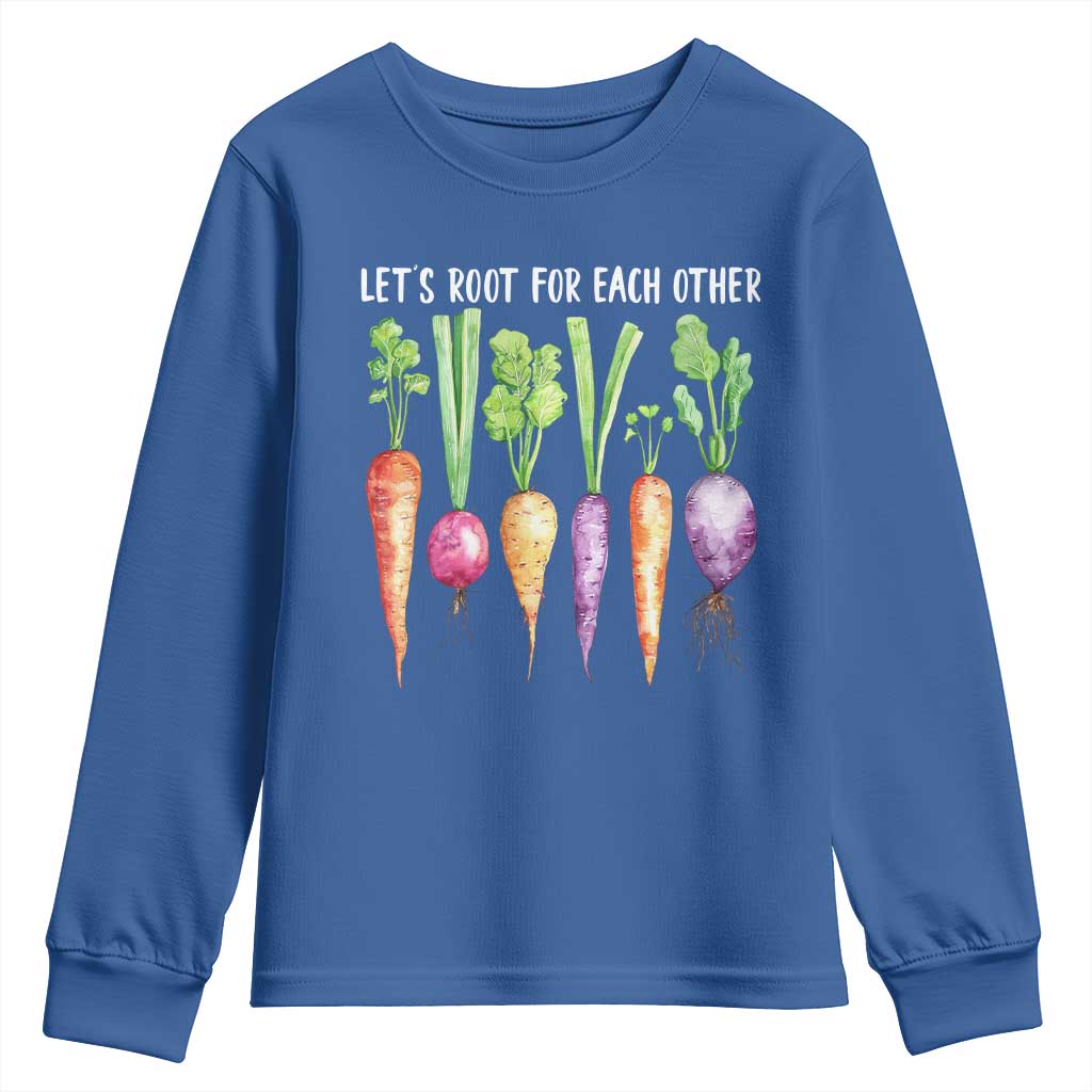 Let's Roots For Each Other Vegetable Youth Sweatshirt Motivational TS10 Royal Blue Print Your Wear