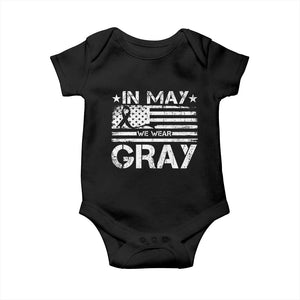 Brain Cancer Awareness Baby Onesie In May We Wear Gray US Flag TS10 Black Print Your Wear