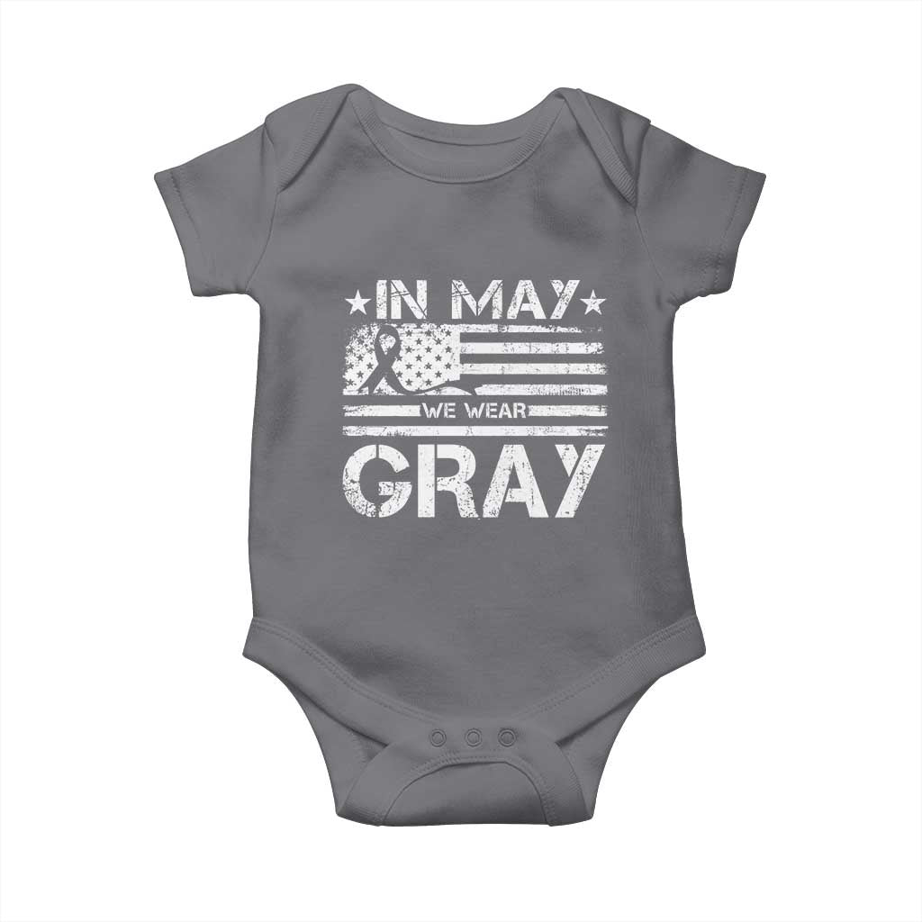 Brain Cancer Awareness Baby Onesie In May We Wear Gray US Flag TS10 Charcoal Print Your Wear
