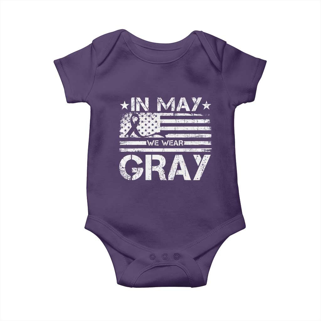 Brain Cancer Awareness Baby Onesie In May We Wear Gray US Flag TS10 Purple Print Your Wear