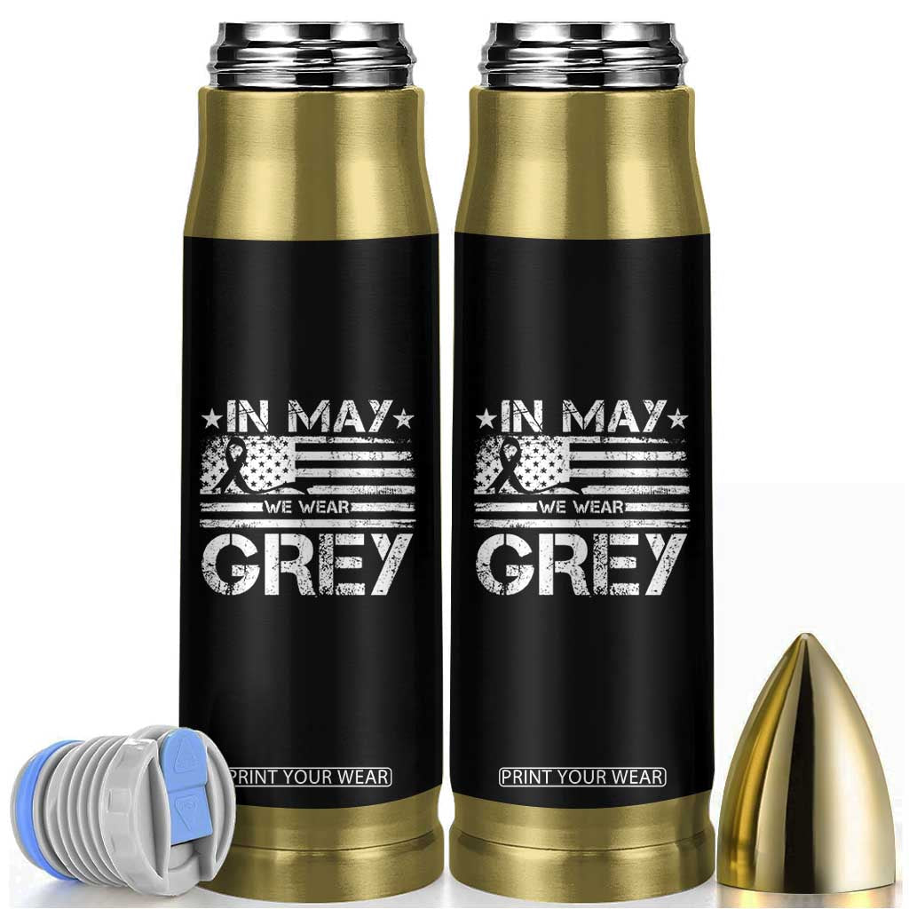 Brain Cancer Awareness Bullet Tumbler In May We Wear Gray US Flag TS10 Black Print Your Wear