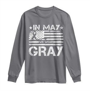 Brain Cancer Awareness Long Sleeve Shirt In May We Wear Gray US Flag TS10 Charcoal Print Your Wear