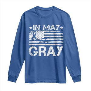 Brain Cancer Awareness Long Sleeve Shirt In May We Wear Gray US Flag TS10 Royal Blue Print Your Wear
