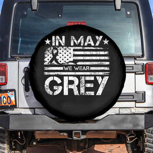Brain Cancer Awareness Spare Tire Cover In May We Wear Gray US Flag TS10 No hole Black Print Your Wear