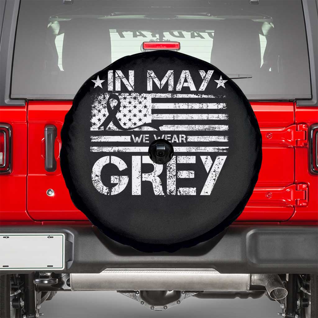 Brain Cancer Awareness Spare Tire Cover In May We Wear Gray US Flag TS10 Black Print Your Wear