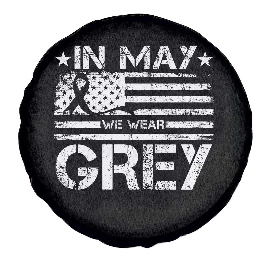 Brain Cancer Awareness Spare Tire Cover In May We Wear Gray US Flag TS10 Print Your Wear
