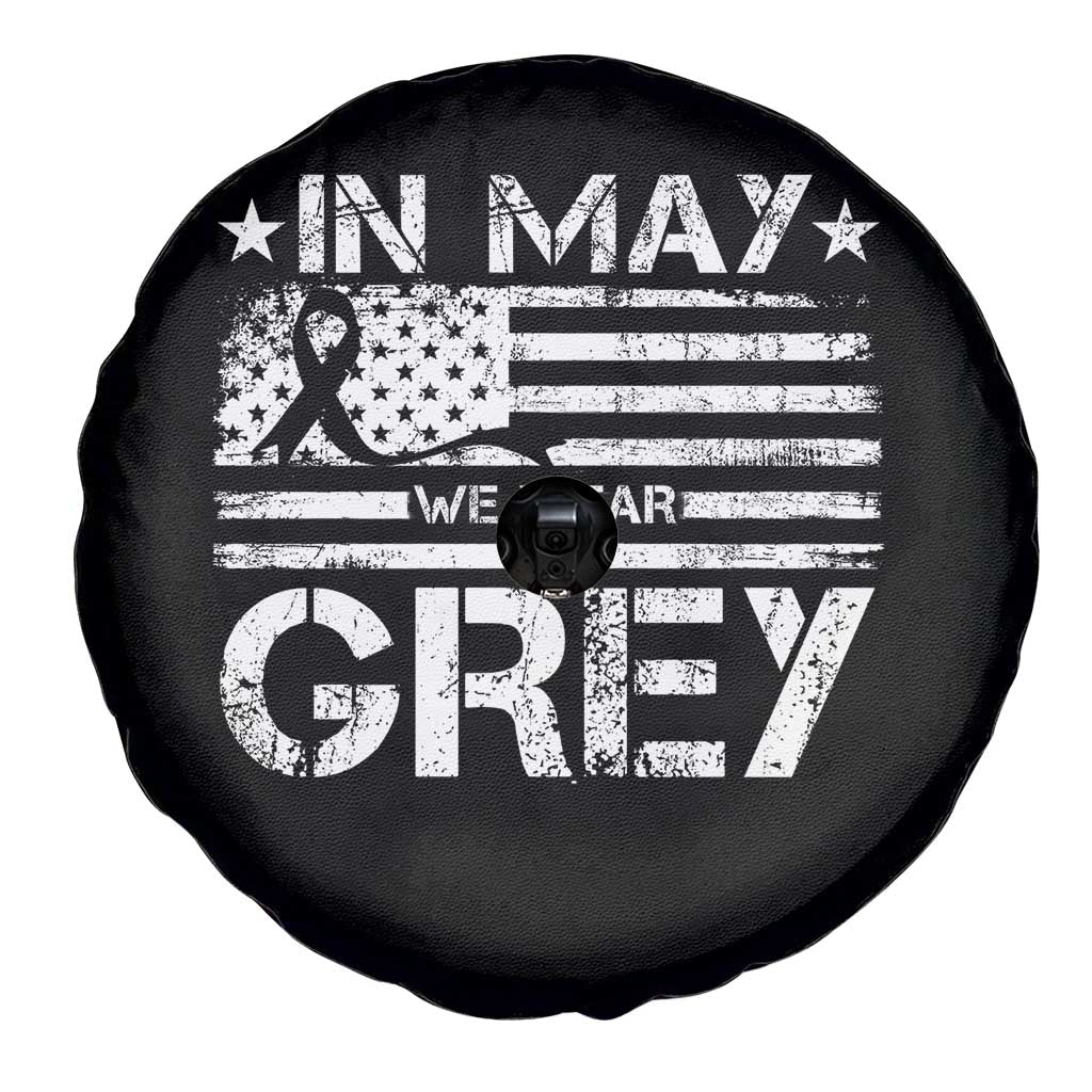 Brain Cancer Awareness Spare Tire Cover In May We Wear Gray US Flag TS10 Print Your Wear