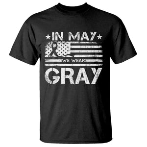 Brain Cancer Awareness T Shirt In May We Wear Gray US Flag TS10 Black Print Your Wear