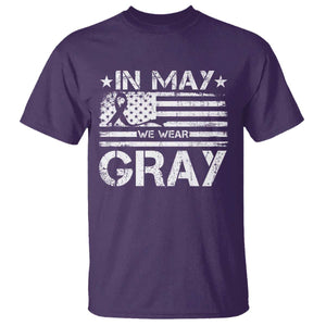 Brain Cancer Awareness T Shirt In May We Wear Gray US Flag TS10 Purple Print Your Wear