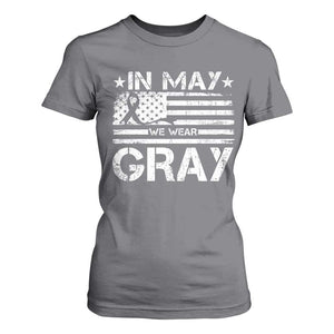 Brain Cancer Awareness T Shirt For Women In May We Wear Gray US Flag TS10 Charcoal Print Your Wear