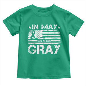 Brain Cancer Awareness Toddler T Shirt In May We Wear Gray US Flag TS10 Irish Green Print Your Wear